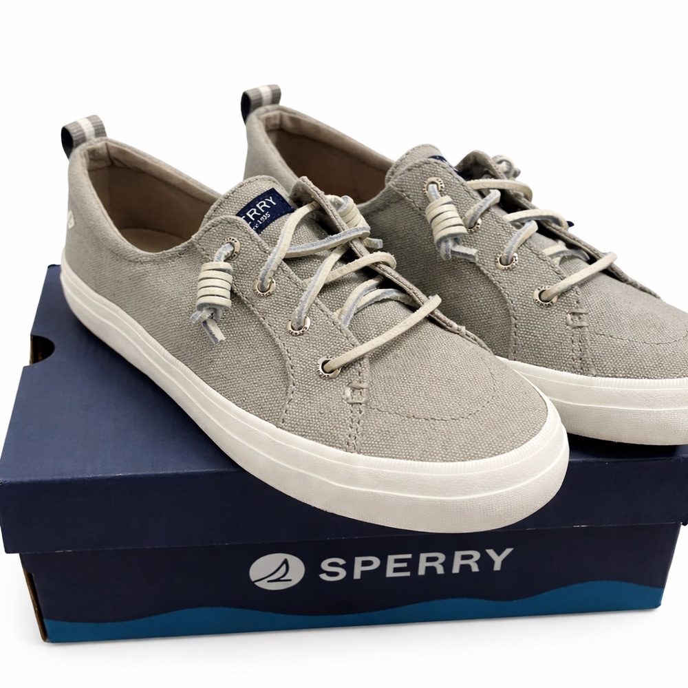 Sperry Light Gray Canvas Lace-Up Sneakers